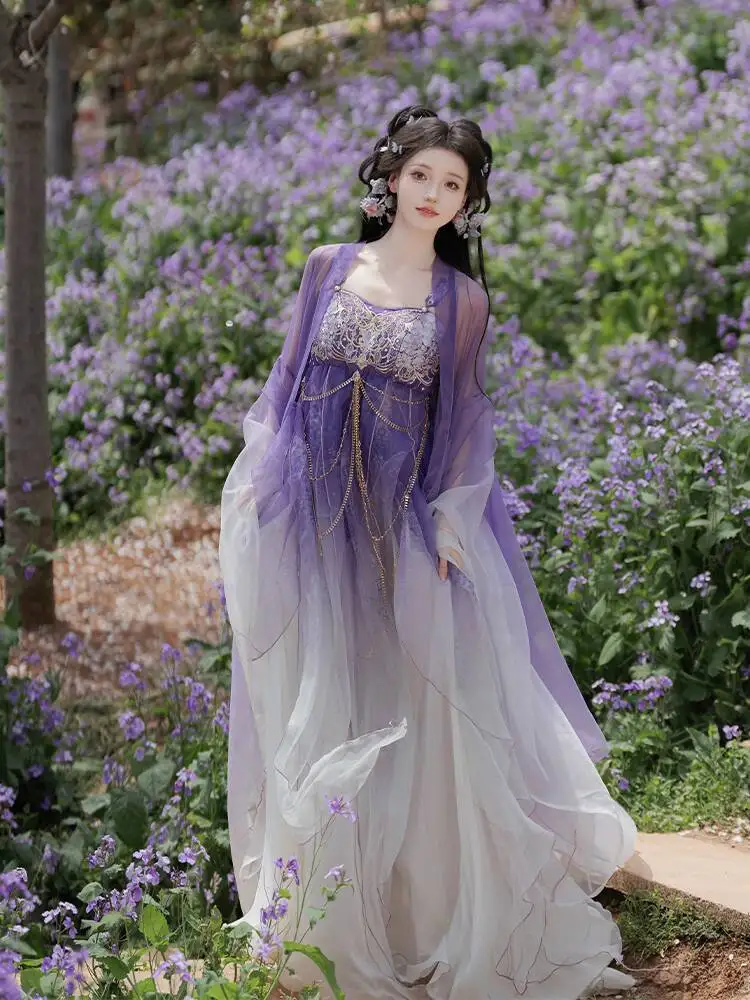 중국 전통 여성 한 의상 드레스는 한 요소를 개선했습니다. 중공업 자수 우아한 달콤한 코스프레 요정 의상