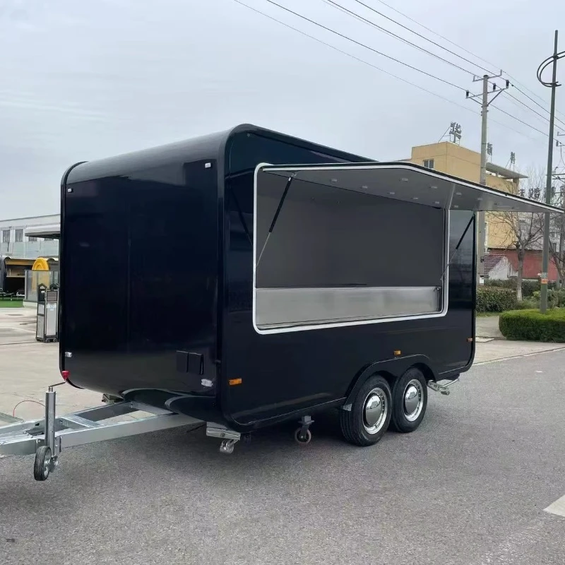 Concession Fiberglass Food Trailer for BBQ SNACKS Fried Food Chocolate Waffle Treats Essential Task for Food Vendors Customized