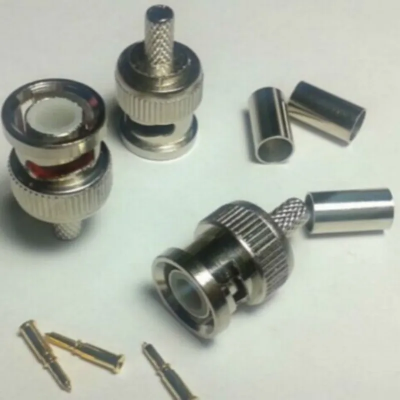 Free shipping 50PCS BNC Plug Crimp Connectors for RG58 RG-58 Coax Male Adapter