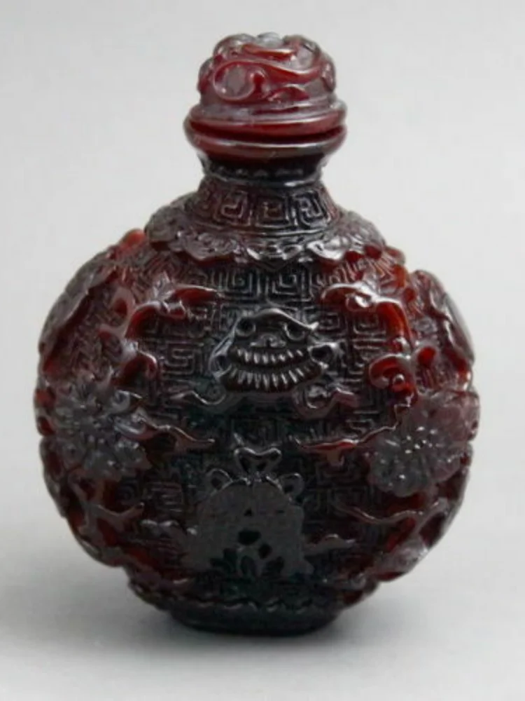 Old CHINESE SUPERB NATURAL HANDCARVED FLOWER SNUFF BOTTLE view 2