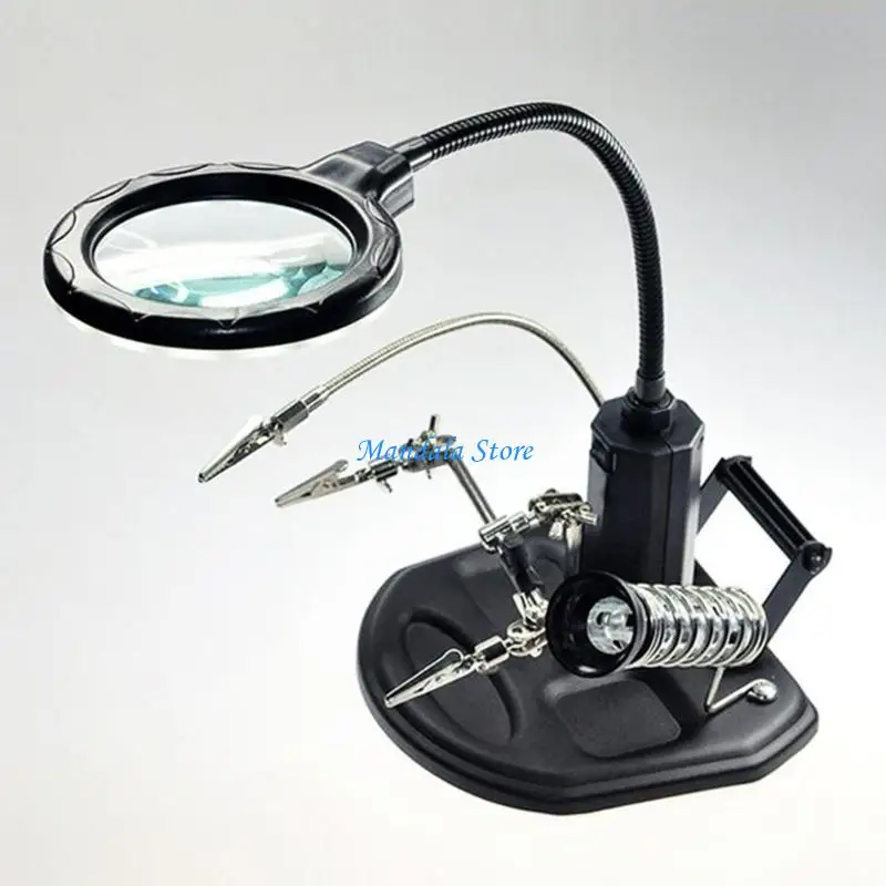 

U2JC Circuit Board Repair Welding Iron Holder with Led Magnifier Clips