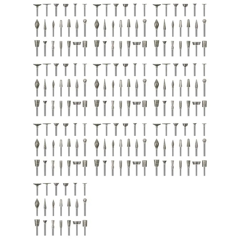 ABUG-Stone Carving Set Diamond Burr Bits,200PCS Polishing Kits Rotary Tools Accessories With 1/8 Inch Shank For Carving