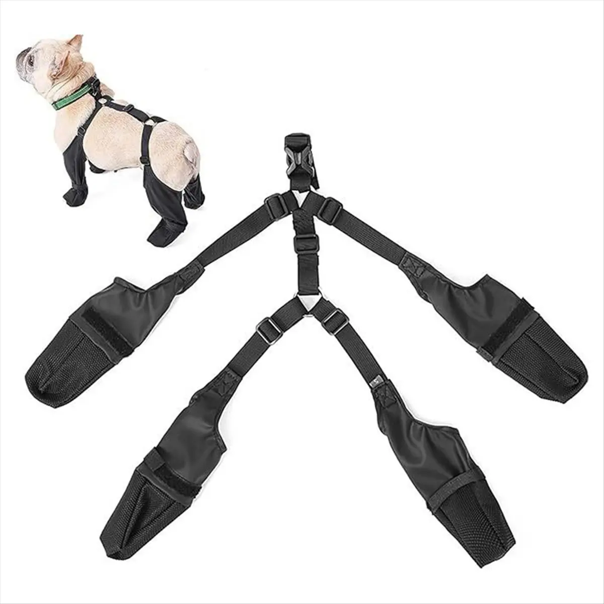ABFW M Size Soft French Bulldog Shoes Adjustable Waterproof Dog Boot Legging Non-Slip Breathable Dog Shoes Pet Paws Protector
