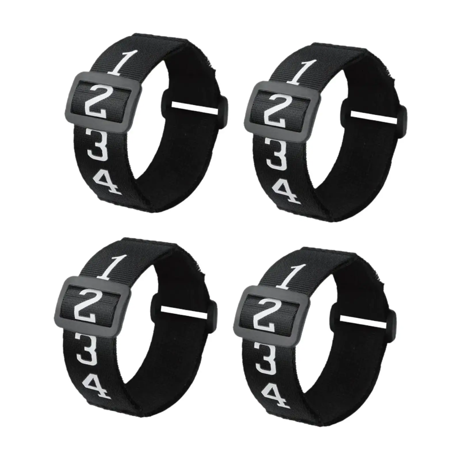 สายรัดข้อมือฟุตบอลแบบพกพา 4 ชิ้น สีดำอย่างเป็นทางการ ปรับขนาดได้ น้ำหนักเบา อุปกรณ์สำหรับกรรมการฟุตบอลมืออาชีพ