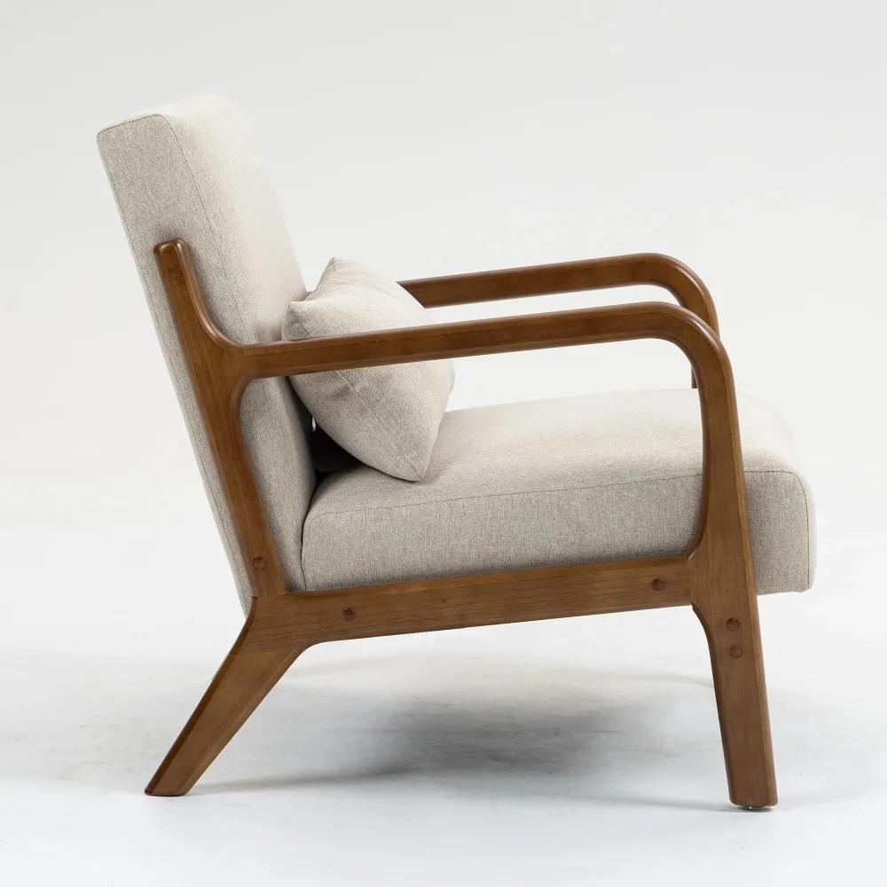 Sedia con braccioli in legno, beige