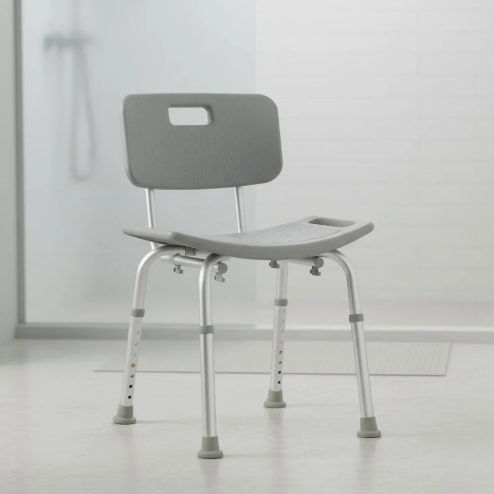 

Adjustable Bath Chair for Seniors & Disabled - 400 Lbs Capacity, Slip-Resistant Shower Stool with Hand Grips