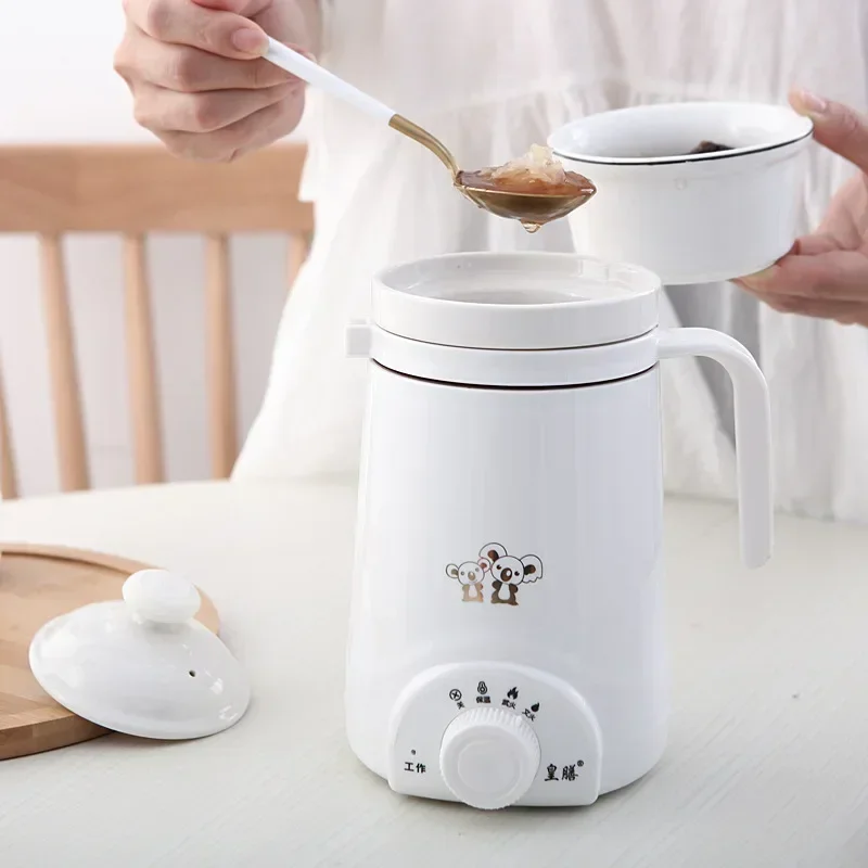 Mini Electric Thermal Kettle Ceramics Water Heating Cup Milk Boiler Noodles Porridge Stew Pot Baby Food Slow Cooker Teapot 220V