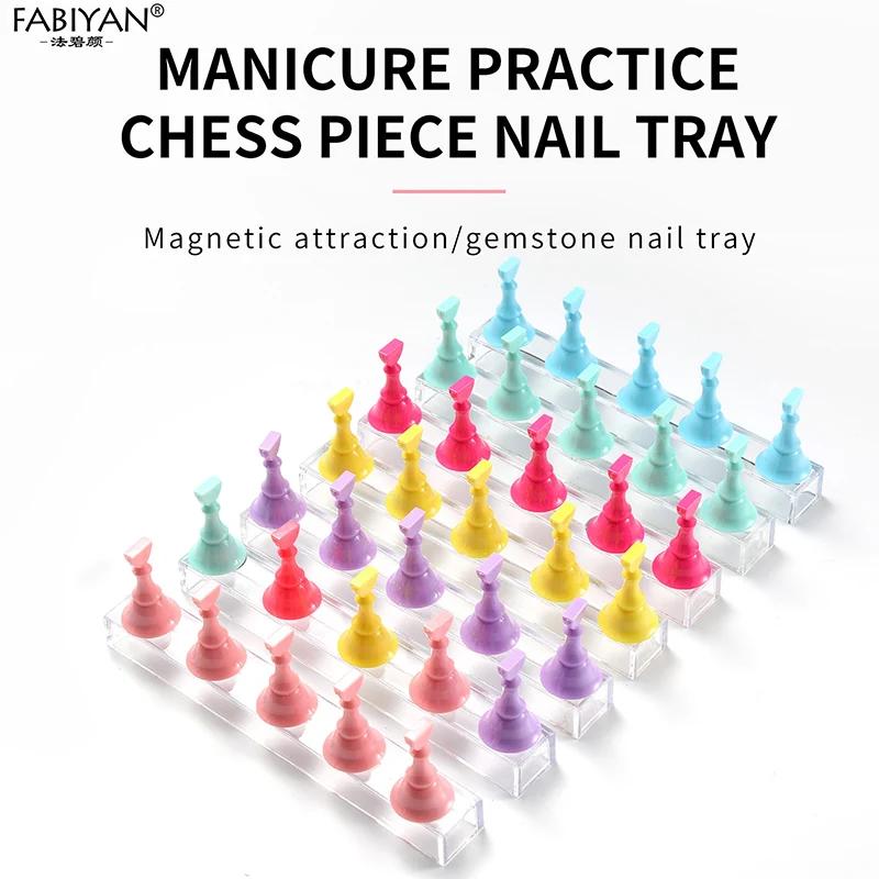 5 Teile/schachtel Schach Magnetische Nagel Tipps Praxis Display Stand Gefälschte Nägel UV Gel Nagellack Zeigt Regal Nail art Display-ständer