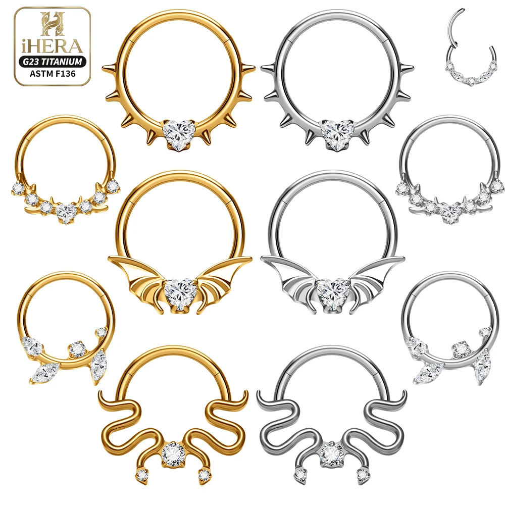 

ASTM F136 Titanium Heart Shape Spike Nose Ring Septum Piercing Ear Cartilage Helix Tragus Lip Clicker Hoop Wholesale