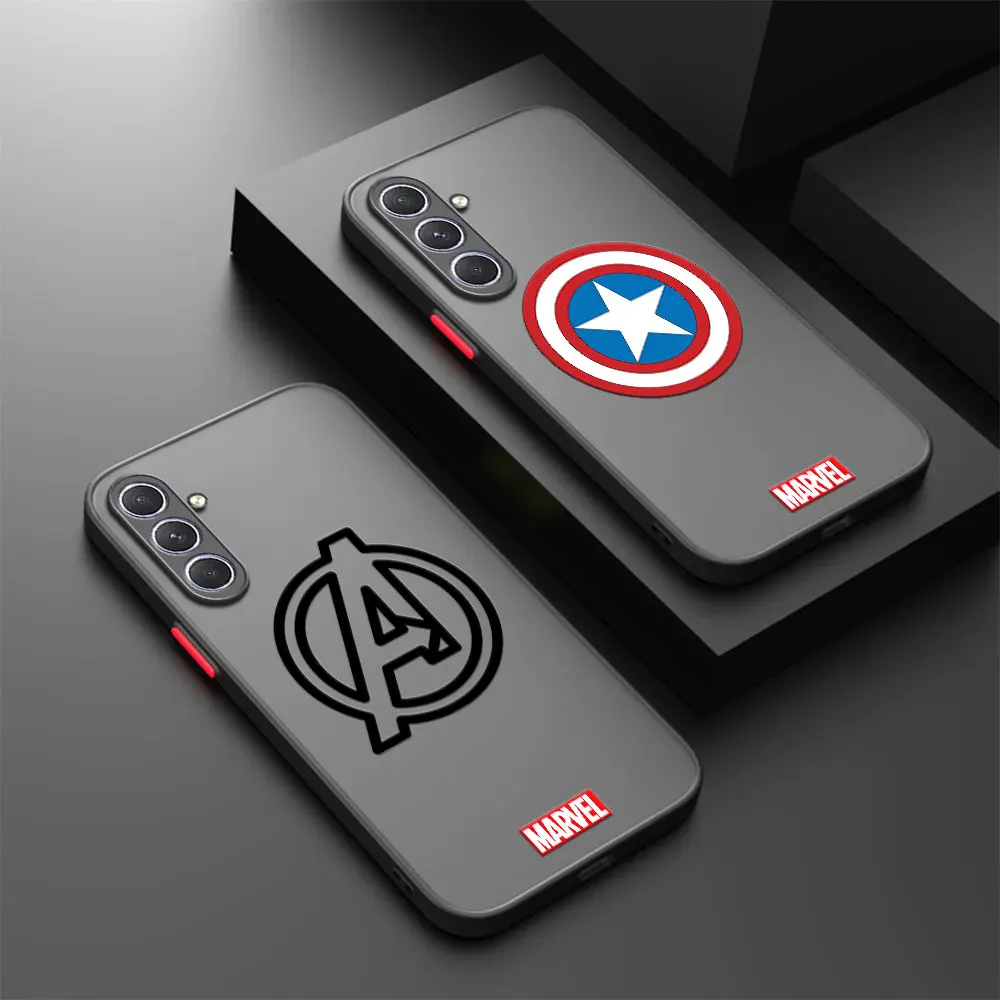 Marvel Captain America Logo Case For Samsung A30 A50 A70 A20 A7 Funda For Galaxy S24 S23 Ultra A13 A14 A33 A51 A52 A53 A72 Cover