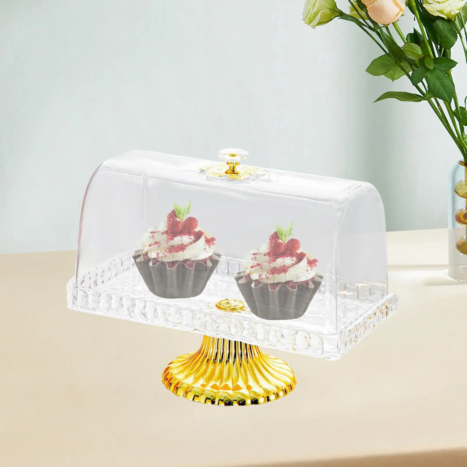 Cake Stand with Cover Pedestal Cake Plate Dessert Plate Display Tray for Candy Snacks image 4