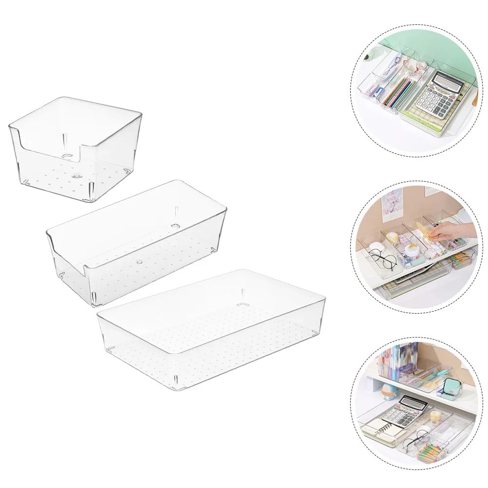 3Pcs Storage Box Organizer Large Capacity Desk Organizer Compartment Case for Pens Makeup Brushes Cosmetics Office and Home