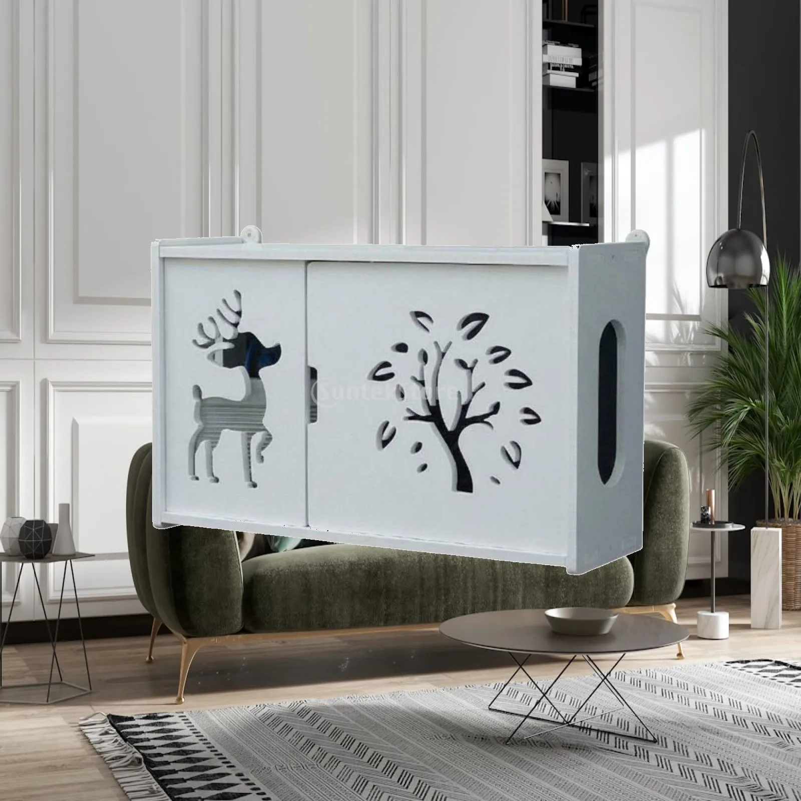 Wood Plastic Panel Wall Shelf Floating Mounted Display Rack Storage Shelving for Entryway Bathroom Living Room Decor