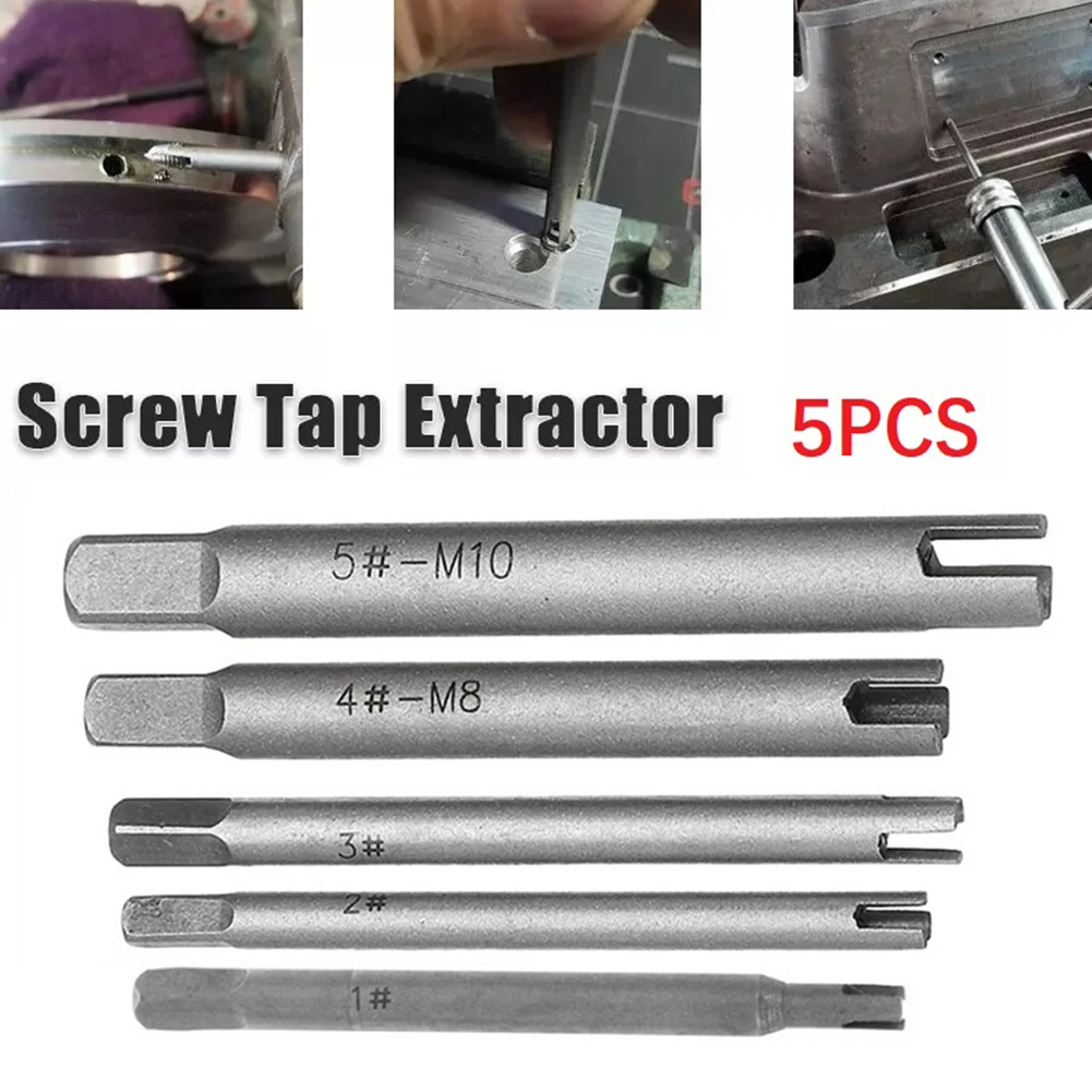 

5pcs M4-M10 Screw Tap Extractor Steel Broken Head Taps Remover Stripped Screw Tap Extractor Set Screw Remover Tools Drill Bits