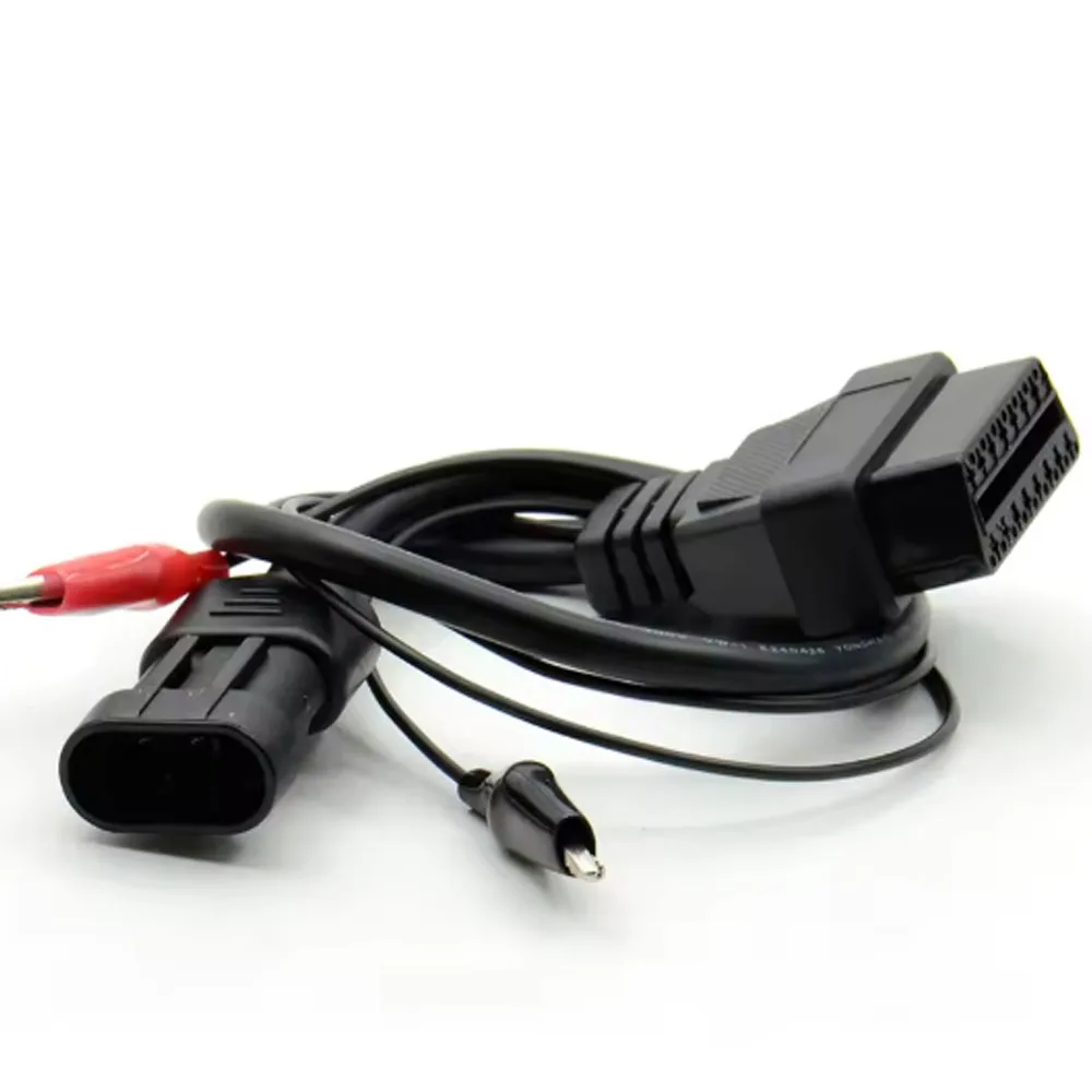 OBD2 16PIN Female Connector to for Fiat 3PIN Car Diagnostic Adapter Cable Auto OBD Test Extension Wire With Power Alligator Clip