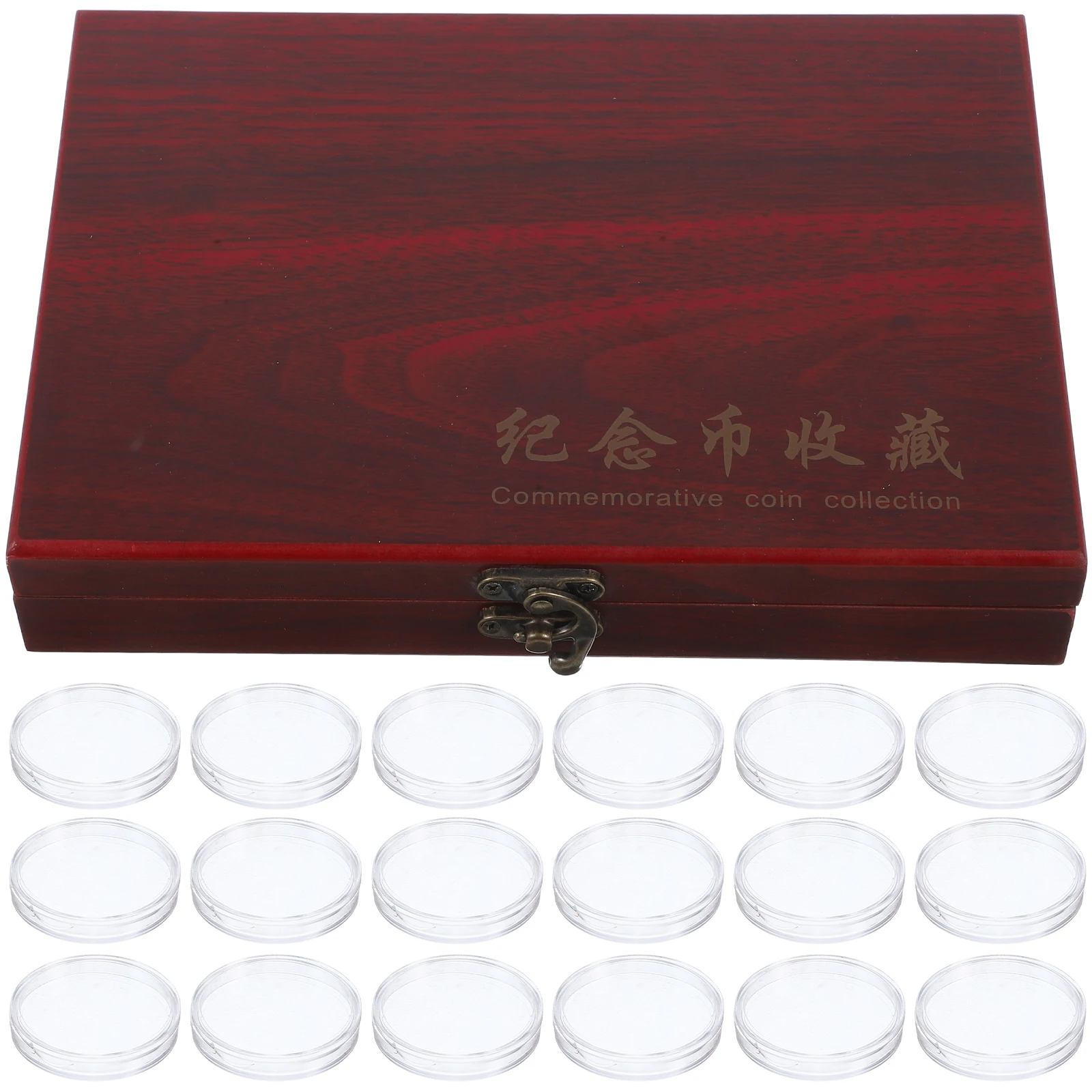 Wooden Box Multifunction Collection Case Portable Coin Holder With Buckle Coin Storage Organizer Commemorative Coins Container