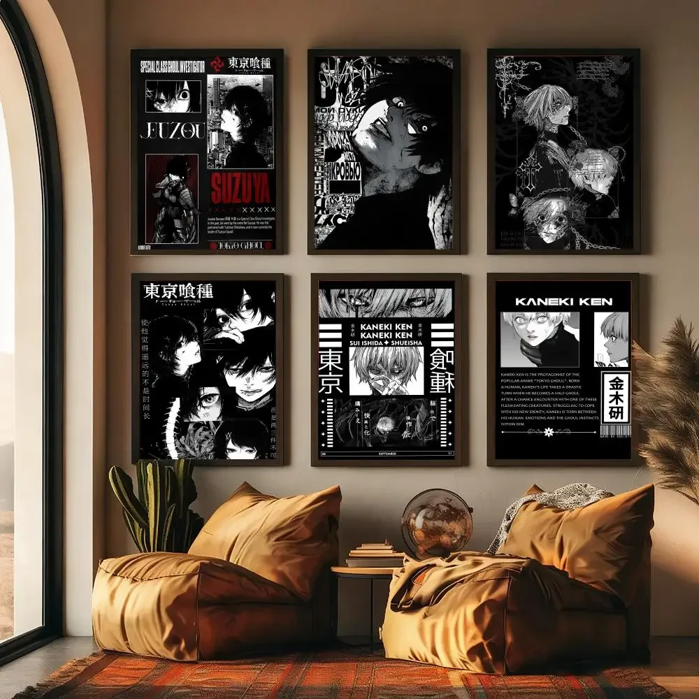 Anime T-tokyo Ghoul  Painting Calligraphy High-Quality Cotton Canvas Poster Wall Art for Living Room Modern Coffee House Decor