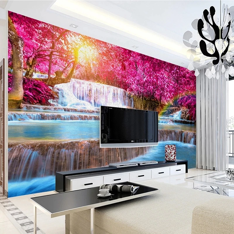 Customized 3D Wallpaper Beautiful Forest Waterfall Nature Landscape Mural Living room sofa TV background wall bedroom restaurant