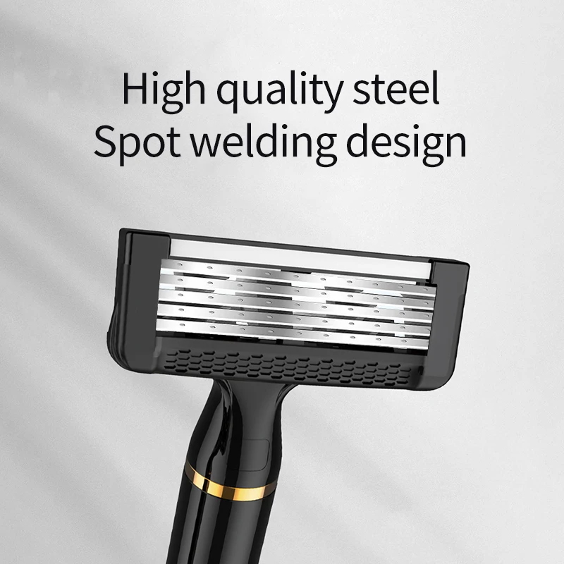 High Quality 5+1 Layers Men's Razor 1 Handle 2 Blade Heads Safety Manual Shaving Professional Shaver For Men's Face Hair Removal