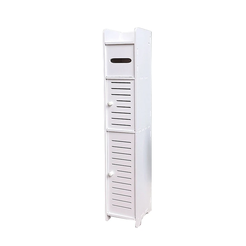 1 PCS PVC Storage Cabinet For Small Spaces, Over The Toilet Cabinet For Skinny Bathroom Storage Corner Floor (White)