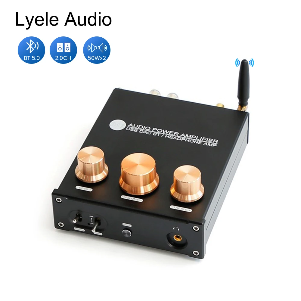 

Lyele Audio TPA3116 Digital Port Bluetooth 5.0 HIFI home desktop mini sound amplifier 50W*2 optical fiber coaxial