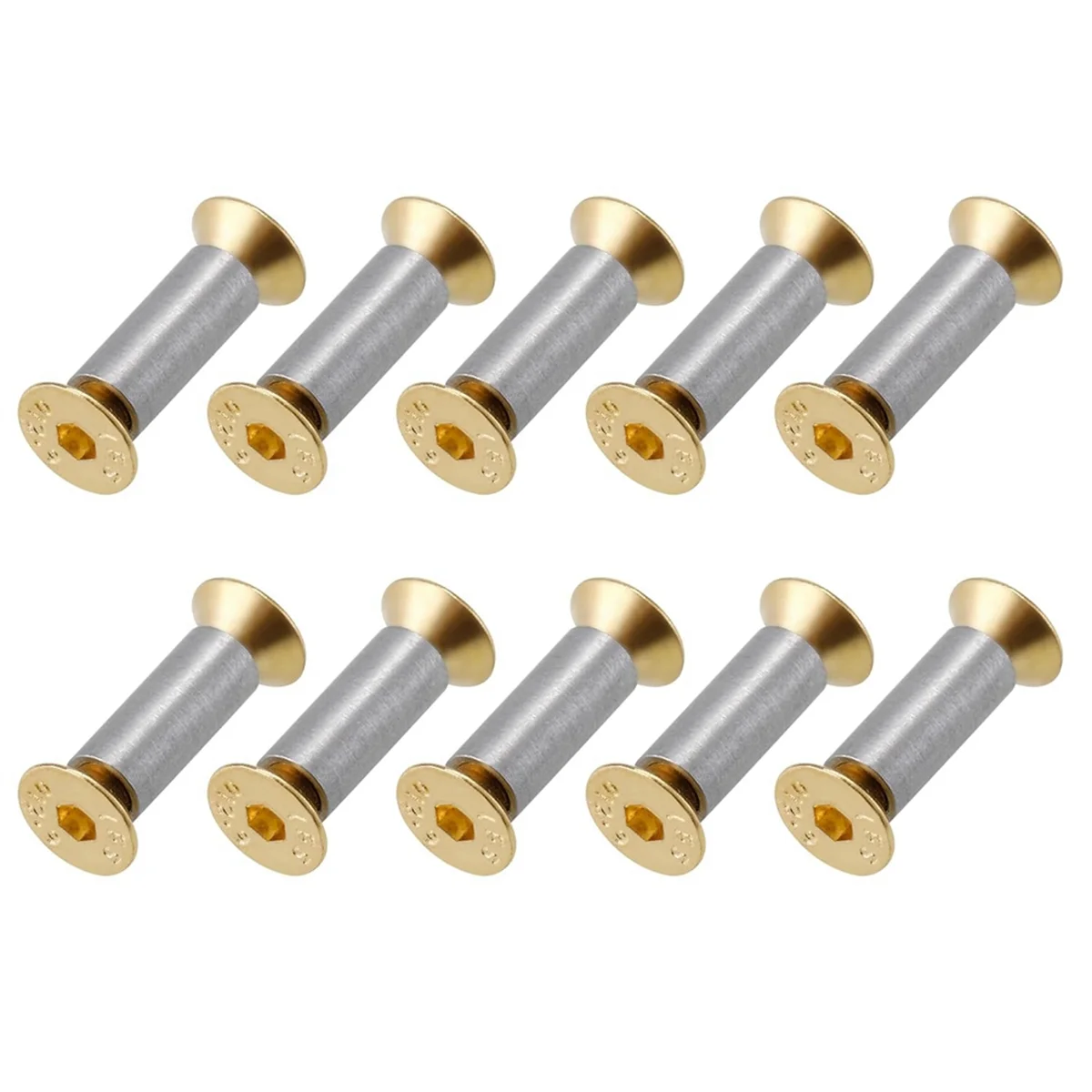 Hex Flat Head Parafusos para Facas Maker, Rebites Parafusos Fixadores, Faca Handle Parafusos, Ouro, 10 Pacotes