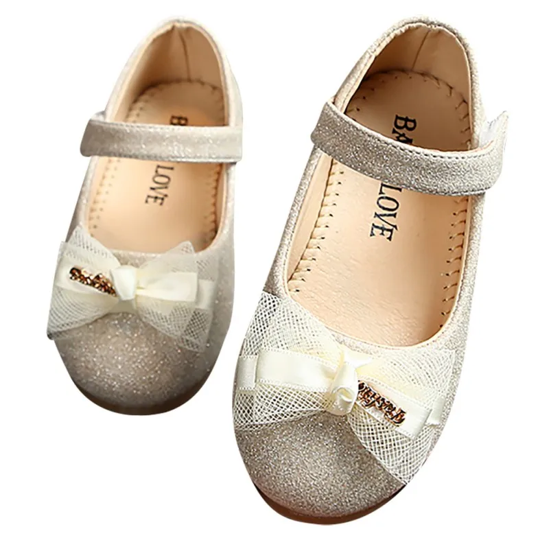 Toddler Girls Shoes Ballet Flats Shoes Lace Bow Design Princess Kids Soft Soled Shoes