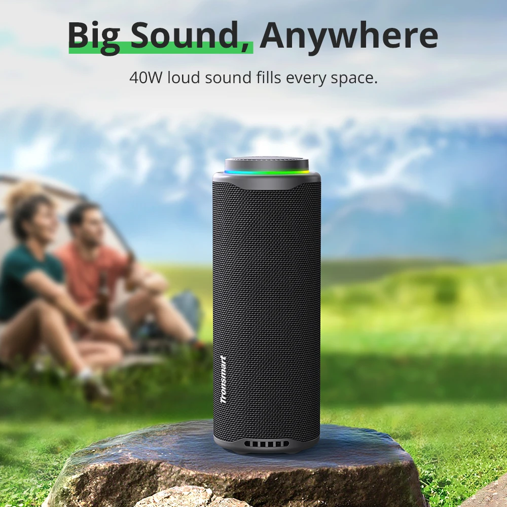 Tronsmart T8 سمّاعات بلوتوث 40 وات مكبر صوت محمول خارجي مع جهير عميق ونبض الصوت ومقاوم للماء IPX7 والتحكم في التطبيق، للتخييم
