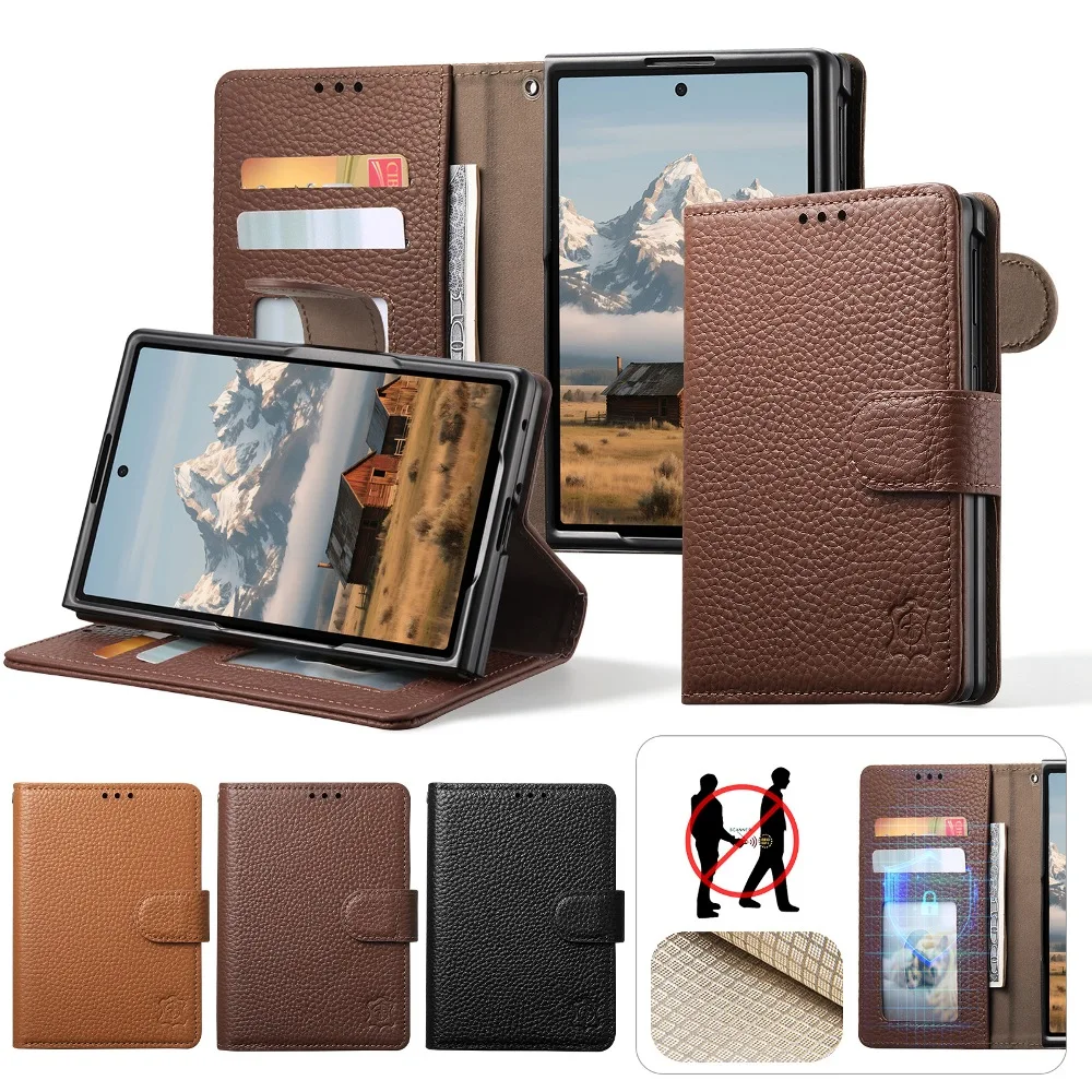 Retro Leather Magnetic Flip Phone Cover for Samsung Galaxy Z Fold 8 Ultra/Z Fold7 6 with Built-in Wallet Pocket & Card Slots