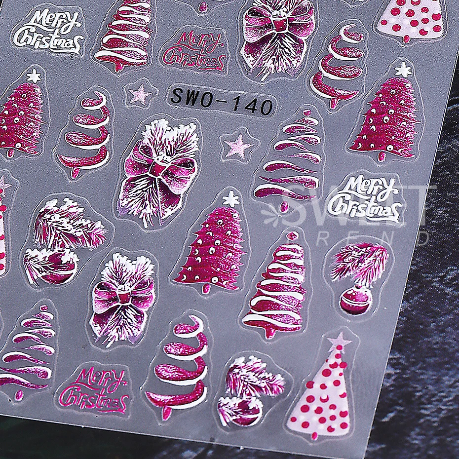 2 pezzi adesivi natalizi per nail art autoadesivi viola albero di natale fiocco lampada palla fiocco di neve decalcomanie per unghie accessori per manicure arredamento