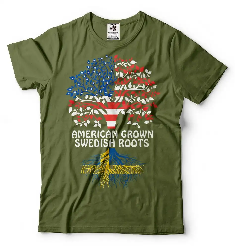 American Grown Swedish Roots T Shirt Sweden Patriotic