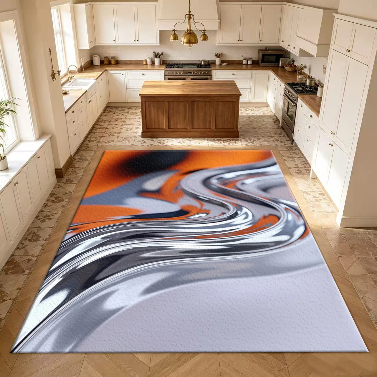Metallic Swirl Fluid Marble Art Carpet Floor Modern Abstract Printed Carpet Decorative Floor Mat Suitable for Indoor Home Spaces