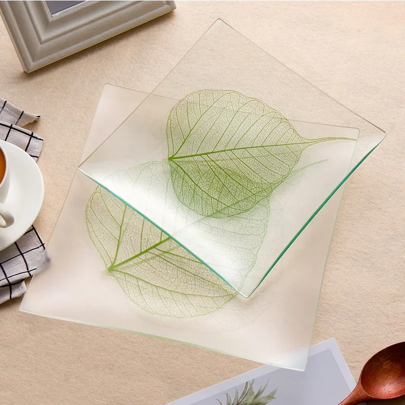 

접시 Fruit candy plate Transparent glass tableware Modern Creative Simple Living Room Snack Plates Microwave Safe Heat Resistant