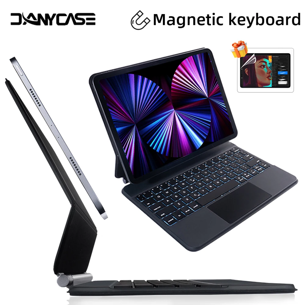 Magnetic Keyboard Case For iPad Air 4/5 10.9 10th Magic Case for iPad Pro 11 12.9 Wireless Bluetooth Free Screen Protector Film