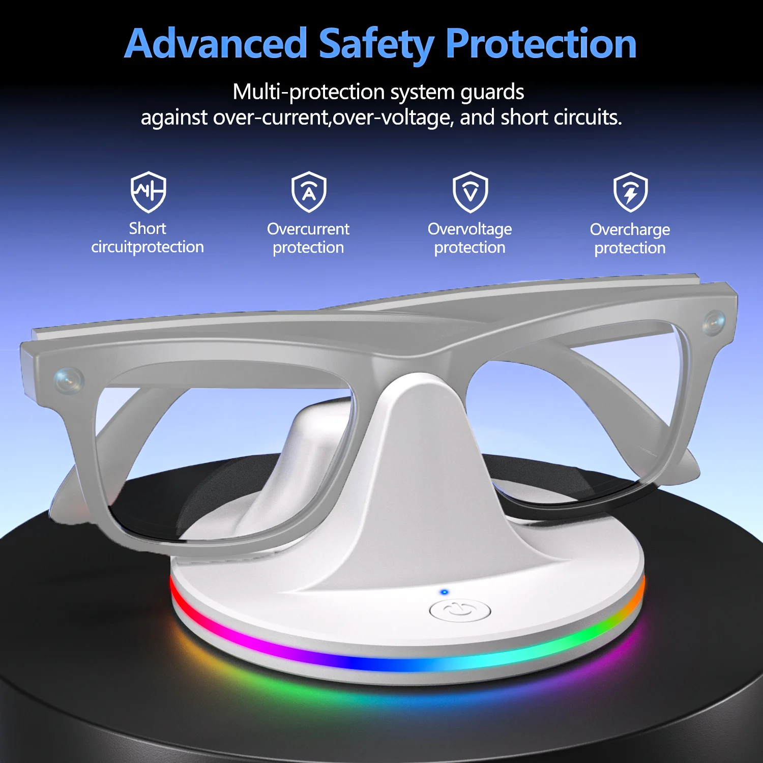 For AI Smart Glasses Charge Stand RGB Type-C Interface Charge Dock Light-weight and Easy-take Suitable for Various of Glasses