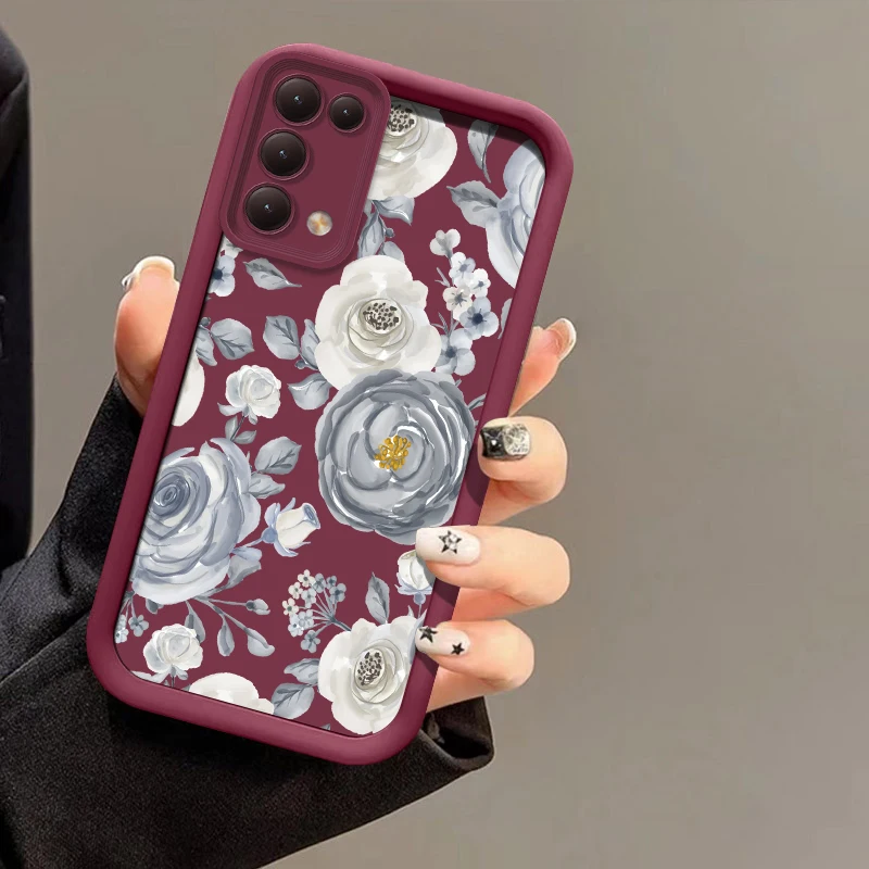 حافظة لهاتف Xiaomi Redmi A 5 A5 4G غطاء لوحة على شكل زهرة لهاتف Redmi A3 Pro A2 Plus A1 + فاخر مقاوم للصدمات غير لامع ناعم Fundas