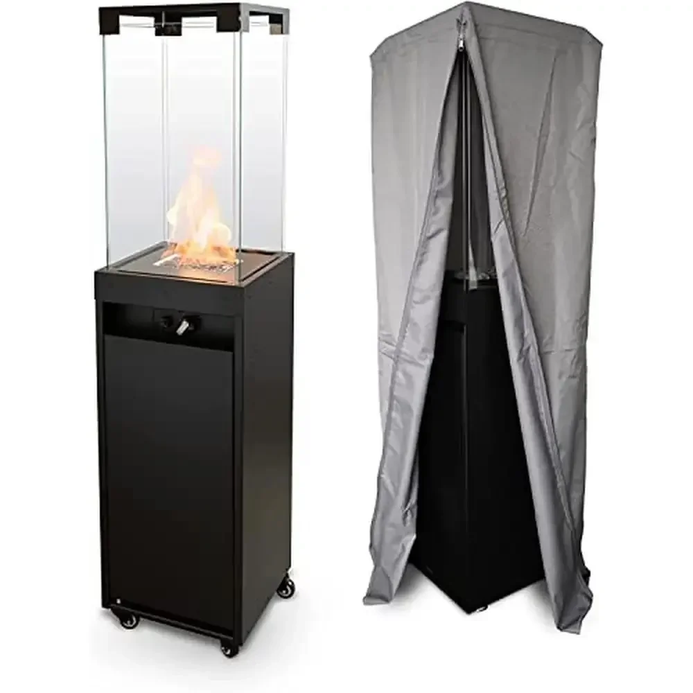 Calentador de columna de fuego de propano para exteriores, chimenea de Gas para Patio comercial de 41K BTU con regulador y ruedas, llama de 360 grados sin humo
