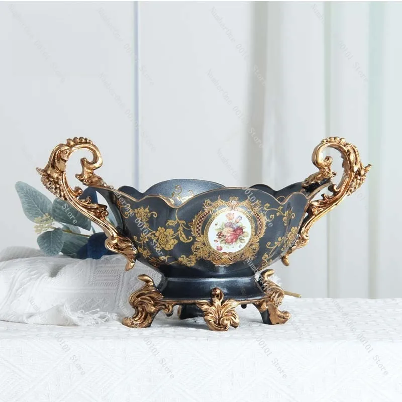 Luxury Fruit Tray Resin Decorative Plate High End Living Room Snack Tray Creative Dried Fruit Plate Household Decorative Storage
