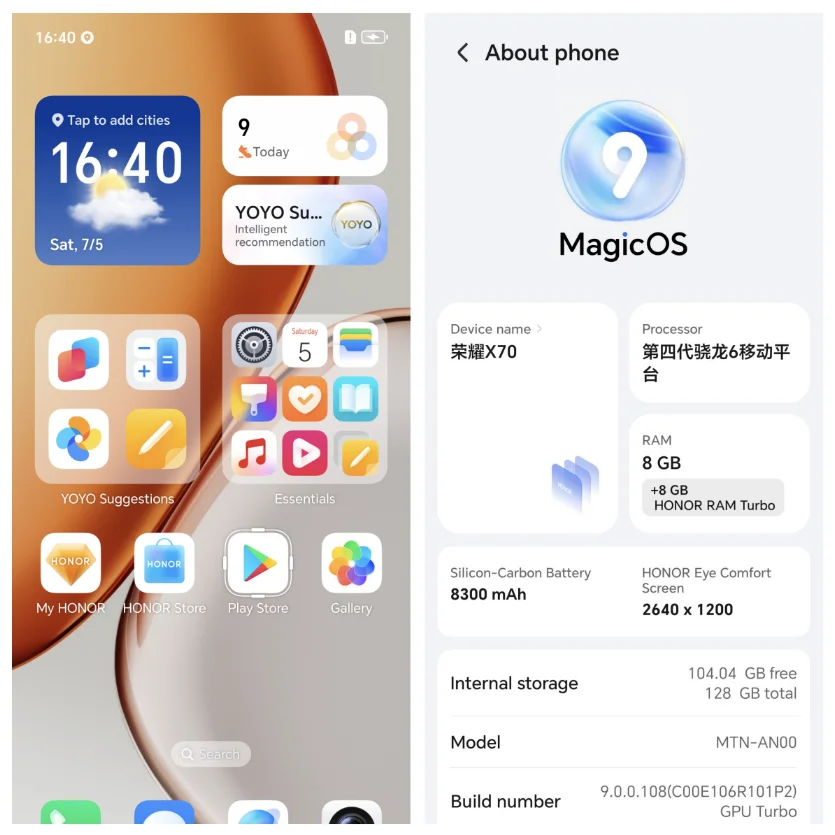 Google Play Honor X70 Phone 5G Snapdragon 6 Gen4 50MP 6.79 AMOLED 120Hz Super Battery 8300mAh Fast 80WCharger MagicOS9 OTA NFC