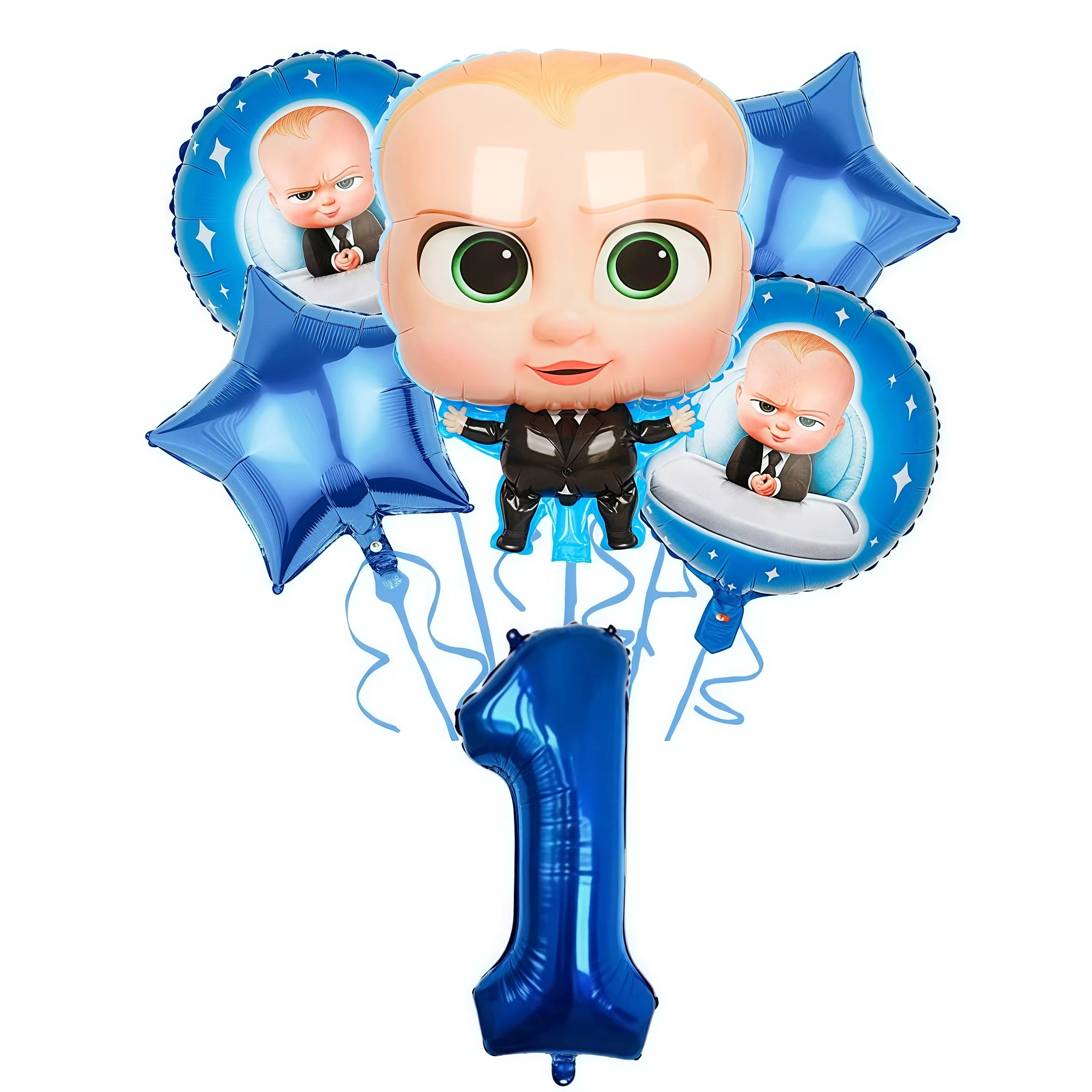 Bossed Baby Cartoon Geburtstagsparty Dekoration Einweggeschirr-Set Teller Becher Ballon-Set Kinder Baby-Shower Zubehör Geschenk