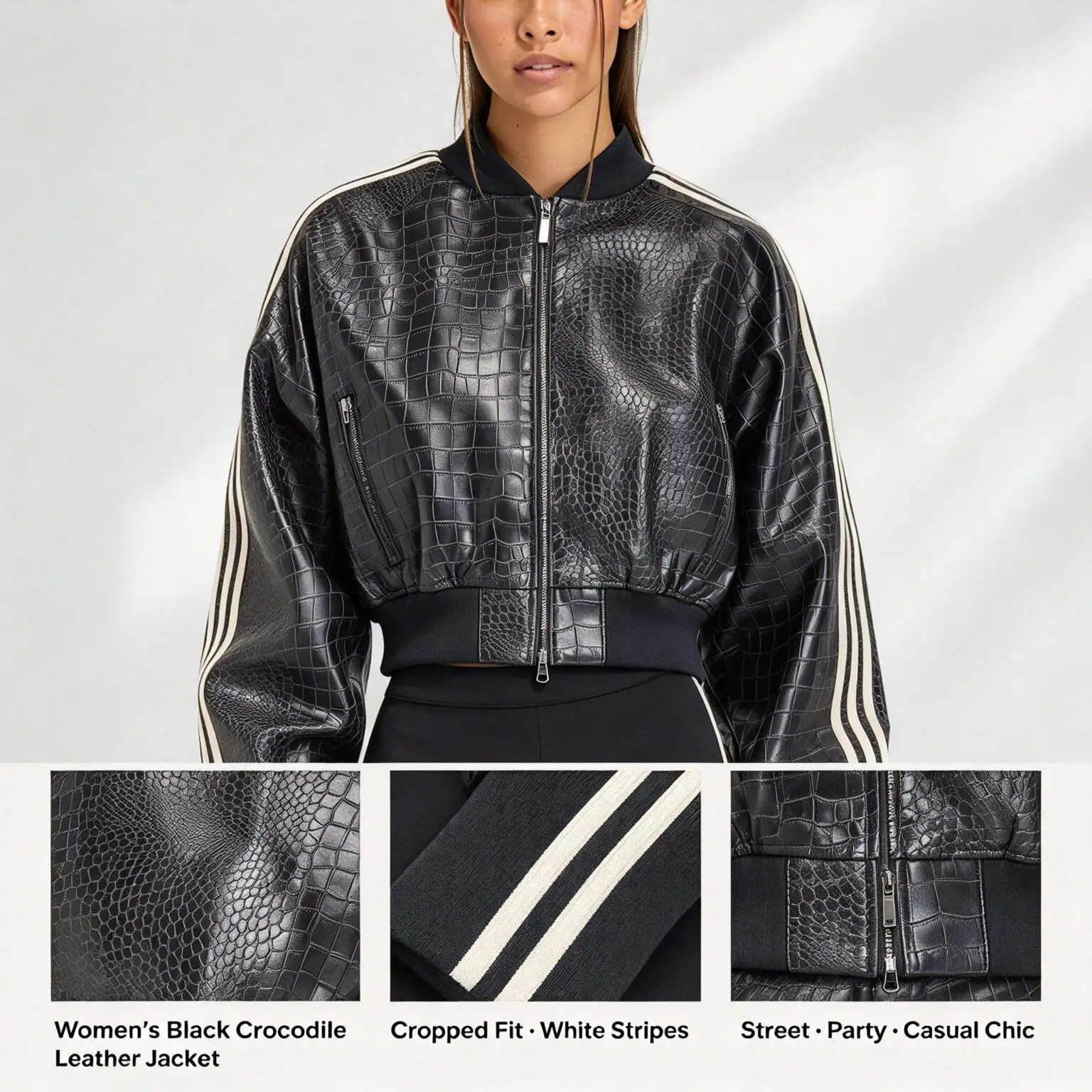 Adidas SST PLTHR JKT KE5035 Authentic Three Leaves Women's Loose Short Stand Collar Jacket