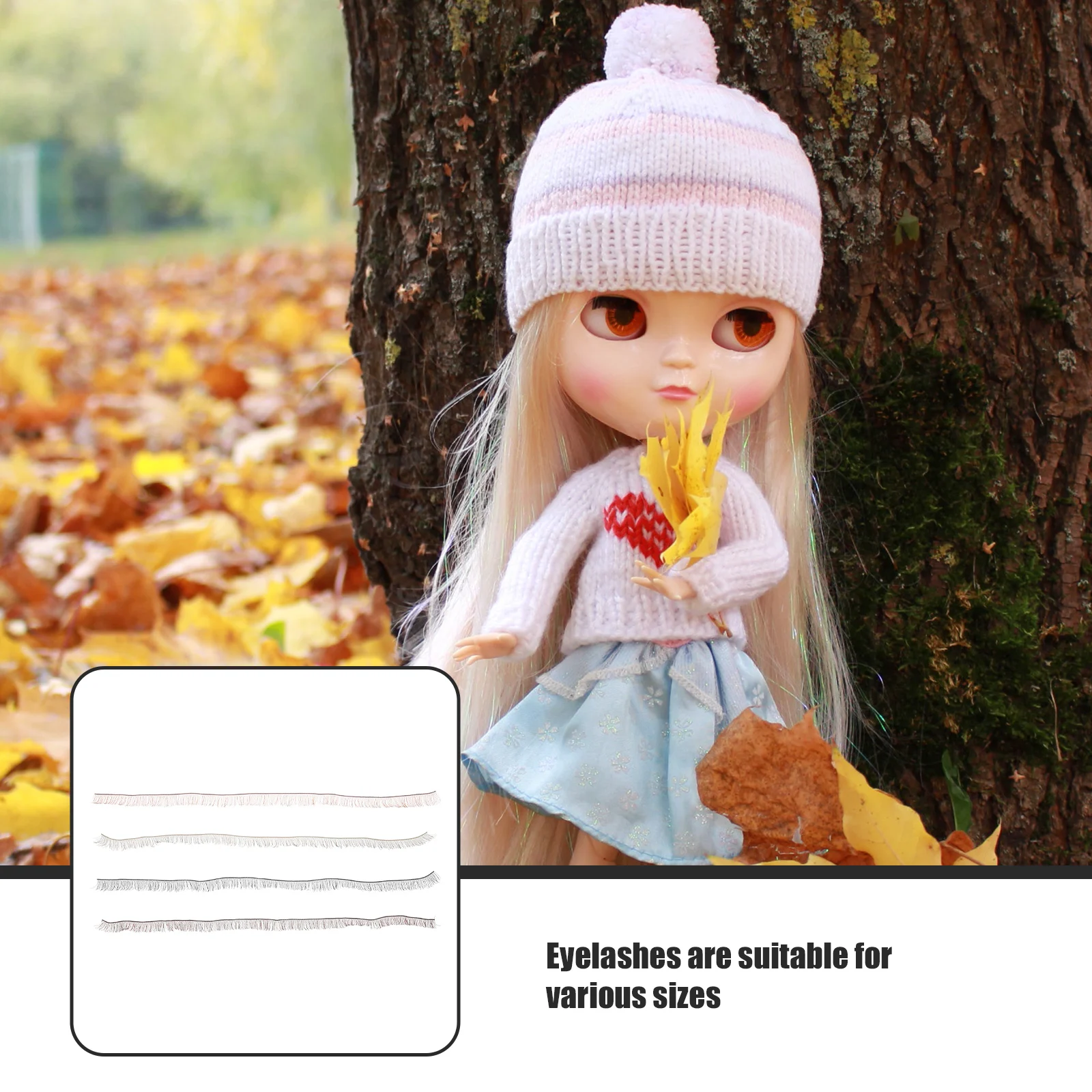 

4pcs Eyelashes 0.8cm Black Brown Tea Red Craft Supplies DIY False Lashes for Toys Decorative Strips Realistic Enhance