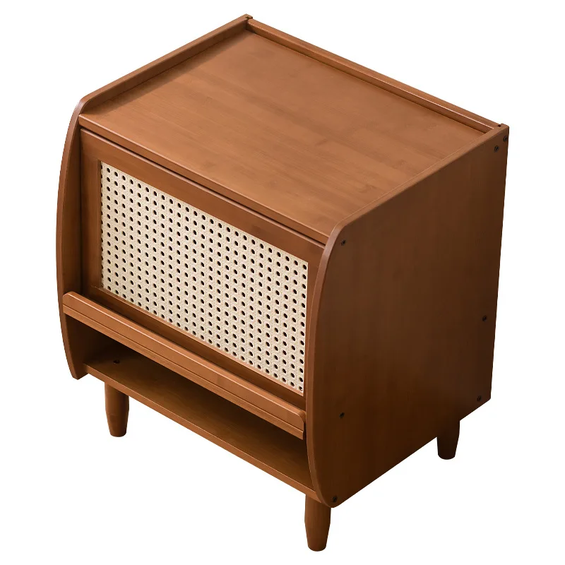 

Japanese-style solid wood bedside table Nordic rattan locker simple bedroom bedside drawer storage cabinet sofa side cabinet