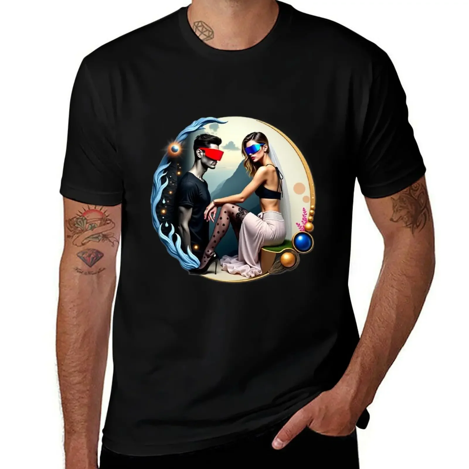 

His & Her Yin Yang T-Shirt aesthetic clothes oversized graphic tee topping Clothing black t-shirts for men