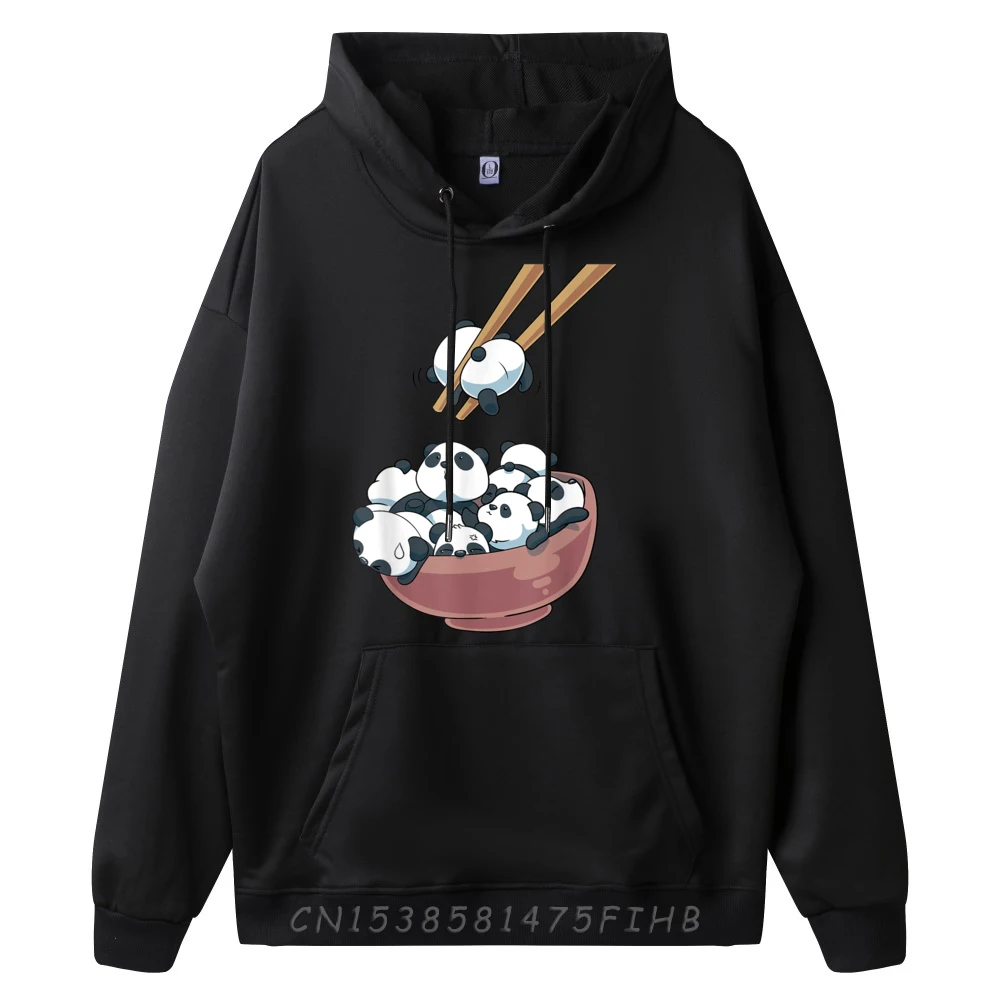 Japanese Panda Bears Ramen Noodle Bowl Blank Hoodies 100℅ Polyester Fiber Sale Vaporwave