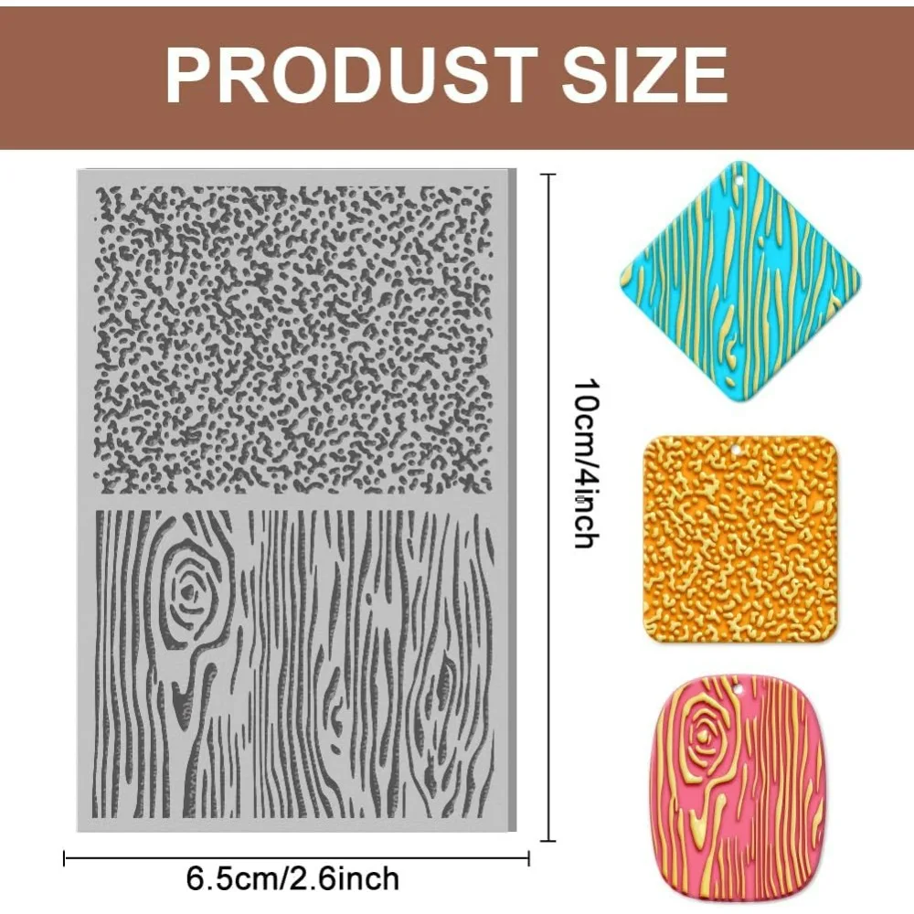 Polymer Clay Texture Sheets Frosted Particles Tree Grain Rubber Clay Texture Sheets Clay Texture Mat for DIY making kit