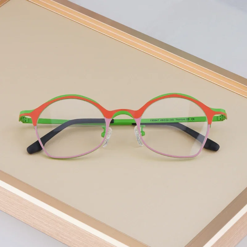 

Colorful Titanium Glasses Frames Japanese Style High Quality Vintage Round Eyewear For Men Women Designer Fashion Eyeglasse