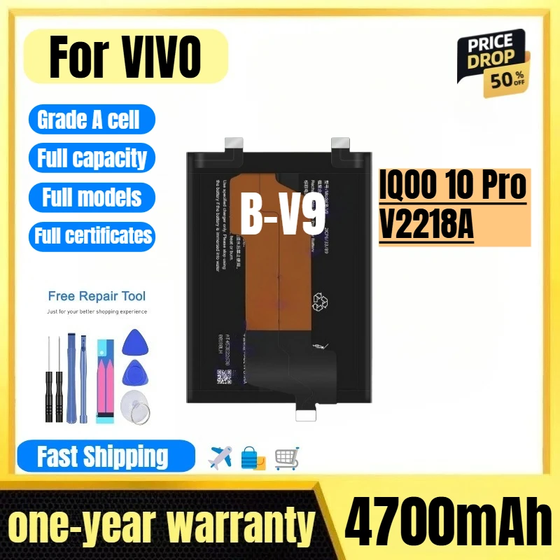 

B-V9 for VIVO IQOO 10 Pro/V2218A Phone Battery 0 Cycle High Quality High Capacity Replacement Bateria Grade A Cell with Tools