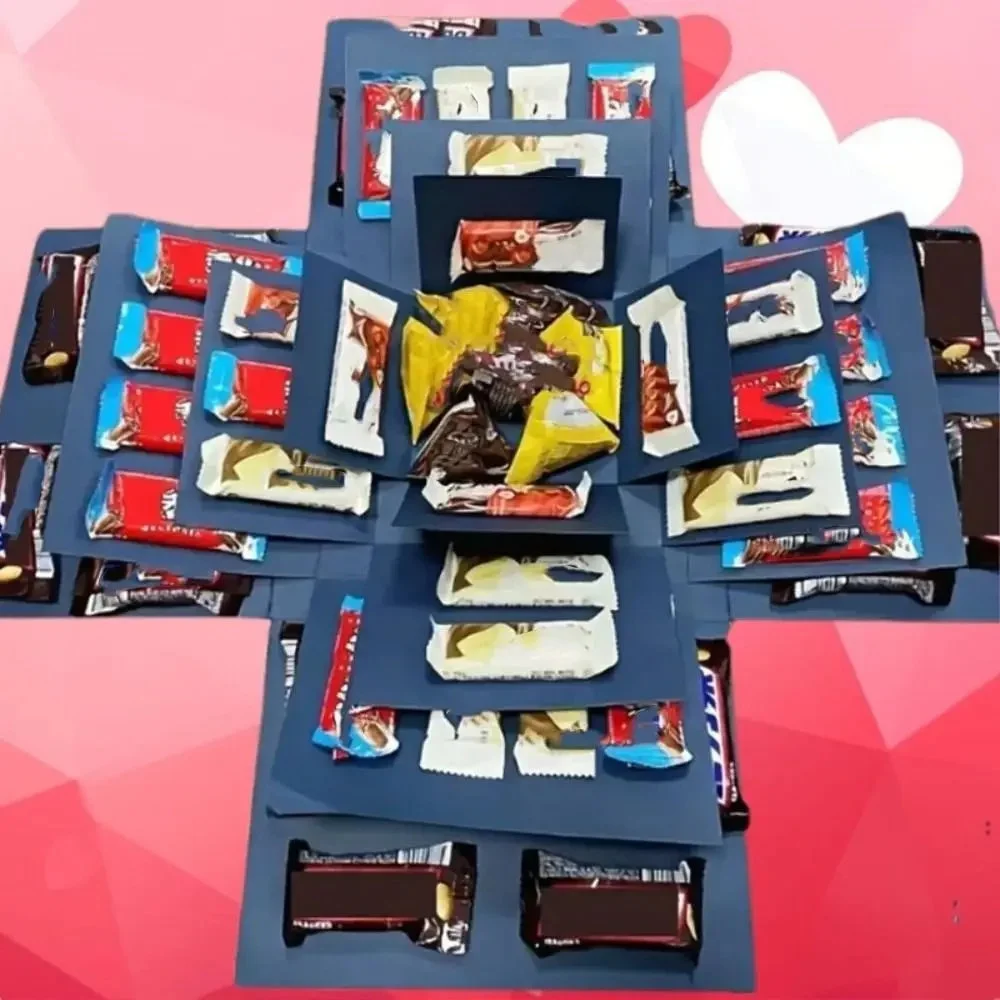 Multi-Layer Hidden Surprise Gift Box, Red Explosion Box with Bows for Valentine’s Day & Anniversaries