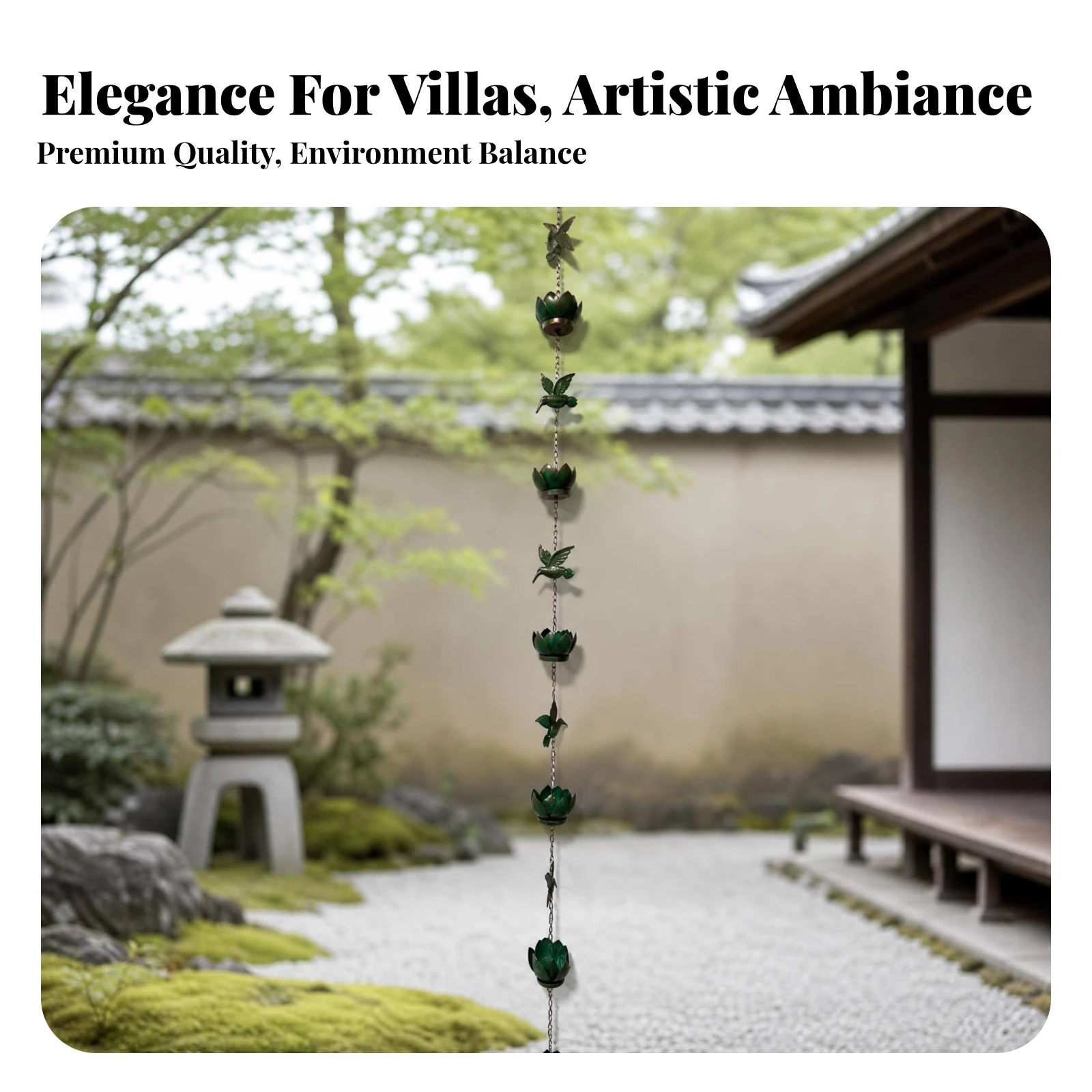 Rust-Resistant Outdoor Hanging Water Drainage Garden Decor Hummingbird Rain Chain Lotus Rain Chain for Eaves